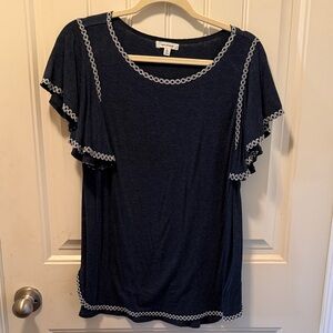 Max Studio Navy Top with White Trim